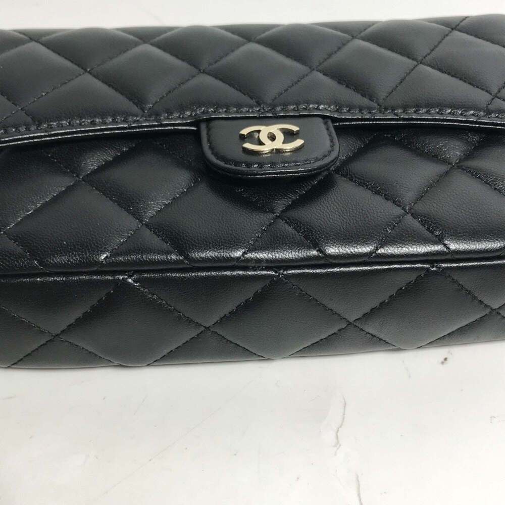 CHANEL Black Lambskin Leather Logo Wallet - Picture 10 of 16